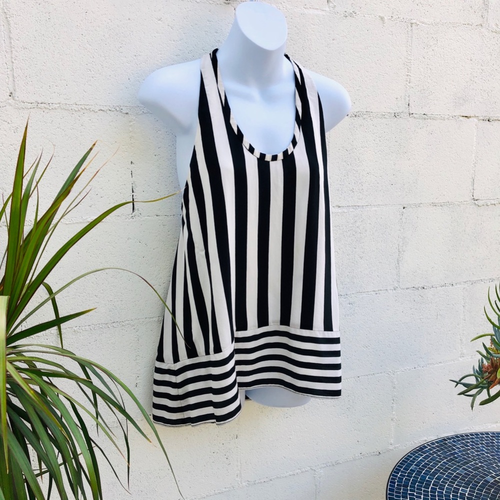 BcbgMaxazria Black and White striped tank top